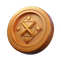 joyful striking A single, ancient coin, with cryptic symbols. NO BACKGROUND with Transparent Background. authentic png