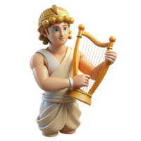 quintessential geometric Apollo, God of Music and Light, playing lyre, NO BACKGROUND with Transparent Background. authentic png