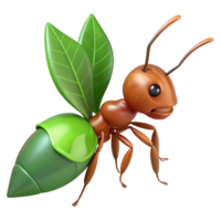 quintessential abstract Ant carrying a leaf fragment NO BACKGROUND with Transparent Background. original png