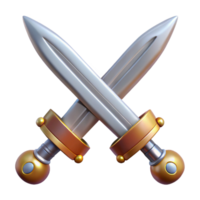 ricercato Rinascimento un' paio di attraversato spade, ornato impugnature. no sfondo con trasparente sfondo. 4k png