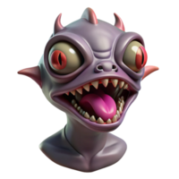 impressive avant-garde Alien creature head, grotesque, multiple eyes, sharp teeth, NO BACKGROUND with Transparent Background. original png