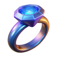nostalgic dazzling A magical ring with a large, glowing gemstone. NO BACKGROUND with Transparent Background. high resolution png