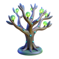 memorable impressionist Bioengineered alien tree with glowing branches NO BACKGROUND with Transparent Background. crisp png