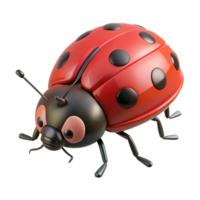 radiante futurista uma rastejando joaninha, não fundo com transparente fundo. habilmente tiro png
