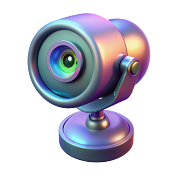 sereno nostálgico impresionista holográfico seguridad cámara con lente y sensor formación No antecedentes con transparente antecedentes. nivel superior png