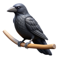 vibrant tropical Raven, black feathers, perched on a branch branch not visible NO BACKGROUND with Transparent Background. exclusive png