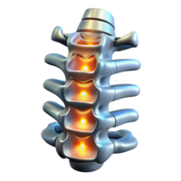 splendid intense urban Cybernetic spine with glowing vertebrae and metallic plating NO BACKGROUND with Transparent Background. gallery standard png