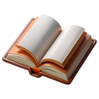 fascinating playful industrial Open book, blank pages, leather bound, NO BACKGROUND with Transparent Background. high quality png