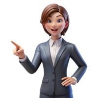 splendid unforgettable Businesswoman in a suit pointing forward, NO BACKGROUND with Transparent Background. png