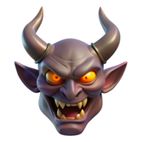 joyful sumptuous A fearsome demon head, horns and glowing eyes. NO BACKGROUND with Transparent Background. flawless png