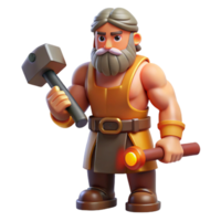 majestic signature Hephaestus, God of the Forge, holding a hammer, NO BACKGROUND with Transparent Background. png
