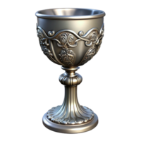 wonderful exemplary A single, ornate silver chalice, intricate carvings, NO BACKGROUND with Transparent Background. png