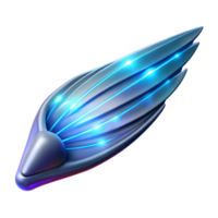 remarkable baroque Spaceship wing with glowing energy trails NO BACKGROUND with Transparent Background. high quality png
