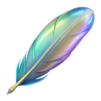majestic standout A single, floating feather, iridescent and magical. NO BACKGROUND with Transparent Background. png