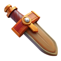 remarkable tropical Sword in scabbard, leather, ornate buckle NO BACKGROUND with Transparent Background. studio quality png