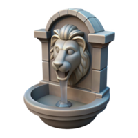 picturesque celebrated Stone fountain spout, lion head design, NO BACKGROUND with Transparent Background. png