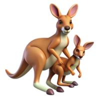 striking vintage A hopping kangaroo with joey. NO BACKGROUND with Transparent Background. expertly shot png