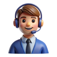 passionate beautiful Smiling customer service representative with headset, NO BACKGROUND with Transparent Background. studio quality png