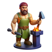 inspired minimalist Hephaestus, God of the Forge, blacksmithing tools, NO BACKGROUND with Transparent Background. masterfully captured png