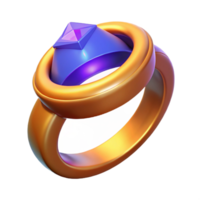 splendid acclaimed A stylized magic ring, with a glowing gemstone. NO BACKGROUND with Transparent Background. png