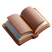 serene standout Open book, blank pages, leather bound, NO BACKGROUND with Transparent Background. png