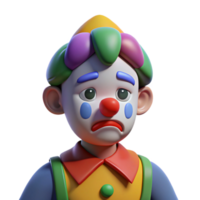 striking mysterious renaissance Sad clown with colorful makeup, NO BACKGROUND with Transparent Background. genuine png