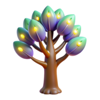 sought-after tropical A single, stylized tree, with glowing leaves. NO BACKGROUND with Transparent Background. stylized, not environmental luxury png