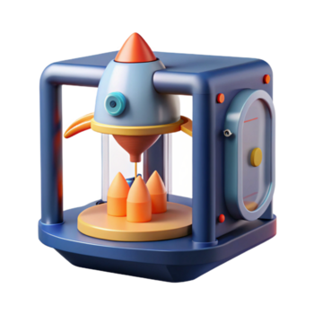 faszinierend spielerisch Küsten fortgeschritten 3d Drucker Erstellen ein Miniatur Raumschiff Nein Hintergrund mit transparent transparent Hintergrund. Ultra hd png