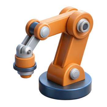 ipnotizzante retrò robot braccio, industriale automazione no sfondo con trasparente sfondo. galleria standard png