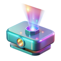 majestic intense contemporary Holographic projector displaying a 3D image, NO BACKGROUND with Transparent Background. expertly shot png