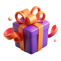 whimsical hypnotic A floating, abstract gift box with a colorful ribbon. NO BACKGROUND with Transparent Background. 4K png