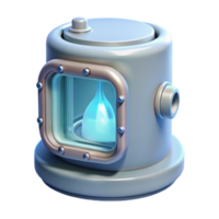 striking geometric Cryogenic chamber with transparent window and frost NO BACKGROUND with Transparent Background. fine detail png