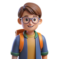 nostalgic radiant Student with a backpack, NO BACKGROUND with Transparent Background. expertly shot png