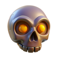 hypnotic reflective abstract A stylized skull, with glowing eyes. NO BACKGROUND with Transparent Background. 8K png