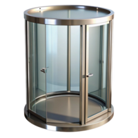 reflective vibrant Revolving door, glass and metal, NO BACKGROUND with Transparent Background. sharp png