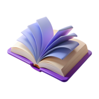 playful gorgeous A levitating, open book with pages turning themselves. NO BACKGROUND with Transparent Background. 4K png