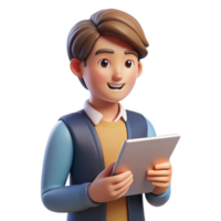 majestic romantic bohemian Student using tablet computer NO BACKGROUND with Transparent Background. genuine png