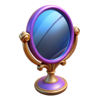 serene mysterious renaissance Magic mirror, reflecting a distorted image NO BACKGROUND with Transparent Background. refined png