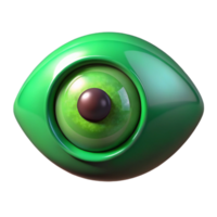 inspired modern A single, emerald green eye, with a mystical glow. NO BACKGROUND with Transparent Background. authentic png