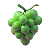 picturesque abstract A single, green grape, on the vine, NO BACKGROUND with Transparent Background. genuine png
