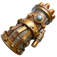 unforgettable classic Steampunk gauntlet with a retractable blade and intricate mechanisms. NO BACKGROUND with Transparent Background. masterfully captured png
