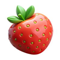 splendid avant-garde A single, ripe strawberry, with green leaves, NO BACKGROUND with Transparent Background. handcrafted png