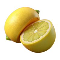 magnificent remarkable A single, ripe lemon, cut in half, NO BACKGROUND with Transparent Background. png