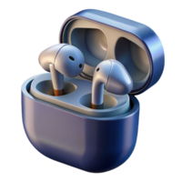 splendid harmonious art deco A pair of wireless earbuds, charging case open. NO BACKGROUND with Transparent Background. high resolution png