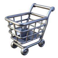 pristine gothic A single, stylized shopping cart made of metallic lines. NO BACKGROUND with Transparent Background. artisan png