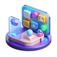 sought-after urban Holographic interface, digital display, interactive icons, user friendly. NO BACKGROUND with Transparent Background. luxury png