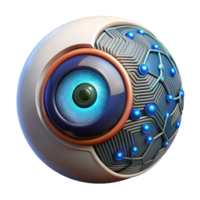 tranquil immaculate Cybernetic eye implant, glowing, intricate circuitry, realistic texture. NO BACKGROUND with Transparent Background. refined png