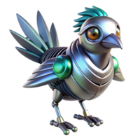 impressive rustic Robot bird, metallic feathers, futuristic design, advanced AI. NO BACKGROUND with Transparent Background. high resolution png