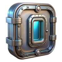 quintessential artistic Spaceship door, metallic, futuristic design, airtight seal, secure. NO BACKGROUND with Transparent Background. ultra HD png