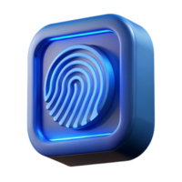 spectacular harmonious art deco A fingerprint scanner, illuminated blue. NO BACKGROUND with Transparent Background. studio quality png